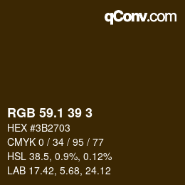 カラーコード: RGB 59.1 39 3 | qconv.com