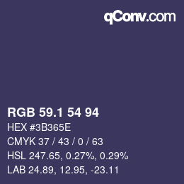 カラーコード: RGB 59.1 54 94 | qconv.com