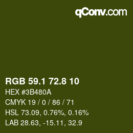 カラーコード: RGB 59.1 72.8 10 | qconv.com