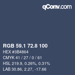 Farbcode: RGB 59.1 72.8 100 | qconv.com