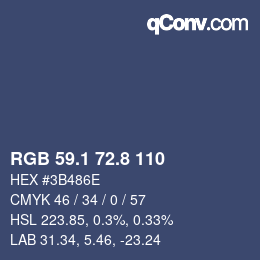 カラーコード: RGB 59.1 72.8 110 | qconv.com
