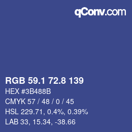 カラーコード: RGB 59.1 72.8 139 | qconv.com