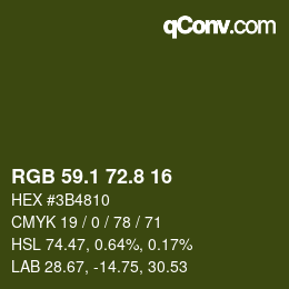 カラーコード: RGB 59.1 72.8 16 | qconv.com