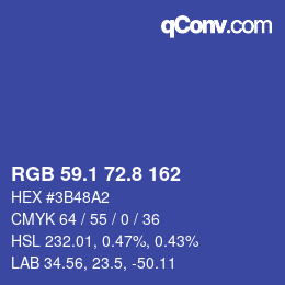 カラーコード: RGB 59.1 72.8 162 | qconv.com