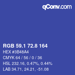カラーコード: RGB 59.1 72.8 164 | qconv.com