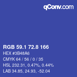 カラーコード: RGB 59.1 72.8 166 | qconv.com
