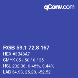 カラーコード: RGB 59.1 72.8 167 | qconv.com
