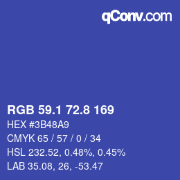 カラーコード: RGB 59.1 72.8 169 | qconv.com