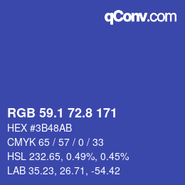カラーコード: RGB 59.1 72.8 171 | qconv.com