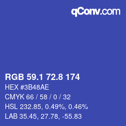 カラーコード: RGB 59.1 72.8 174 | qconv.com