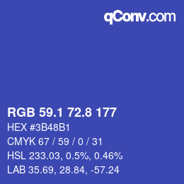 カラーコード: RGB 59.1 72.8 177 | qconv.com