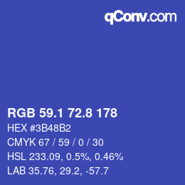カラーコード: RGB 59.1 72.8 178 | qconv.com