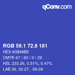 カラーコード: RGB 59.1 72.8 181 | qconv.com