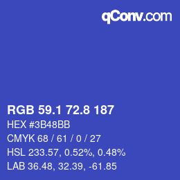 カラーコード: RGB 59.1 72.8 187 | qconv.com