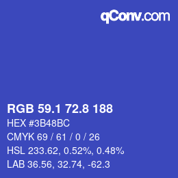 カラーコード: RGB 59.1 72.8 188 | qconv.com