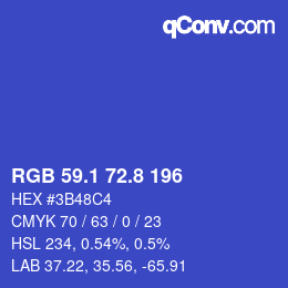 カラーコード: RGB 59.1 72.8 196 | qconv.com