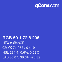 カラーコード: RGB 59.1 72.8 206 | qconv.com