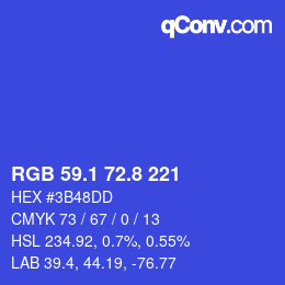 カラーコード: RGB 59.1 72.8 221 | qconv.com