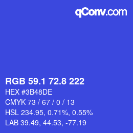 カラーコード: RGB 59.1 72.8 222 | qconv.com