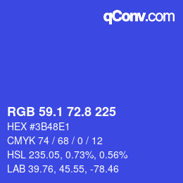 カラーコード: RGB 59.1 72.8 225 | qconv.com