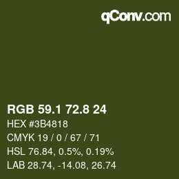 Farbcode: RGB 59.1 72.8 24 | qconv.com