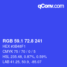 カラーコード: RGB 59.1 72.8 241 | qconv.com