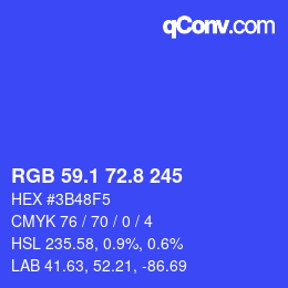 カラーコード: RGB 59.1 72.8 245 | qconv.com