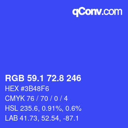 カラーコード: RGB 59.1 72.8 246 | qconv.com