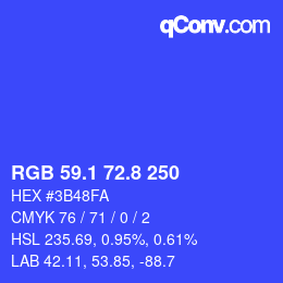 カラーコード: RGB 59.1 72.8 250 | qconv.com