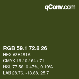 カラーコード: RGB 59.1 72.8 26 | qconv.com