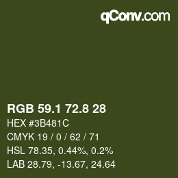 Color code: RGB 59.1 72.8 28 | qconv.com