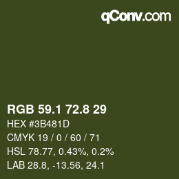 Color code: RGB 59.1 72.8 29 | qconv.com