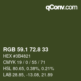 Color code: RGB 59.1 72.8 33 | qconv.com