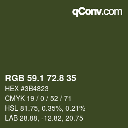 Color code: RGB 59.1 72.8 35 | qconv.com