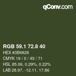Color code: RGB 59.1 72.8 40 | qconv.com
