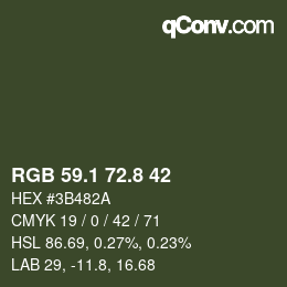 Color code: RGB 59.1 72.8 42 | qconv.com