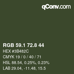 Color code: RGB 59.1 72.8 44 | qconv.com