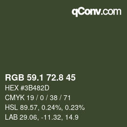 Color code: RGB 59.1 72.8 45 | qconv.com