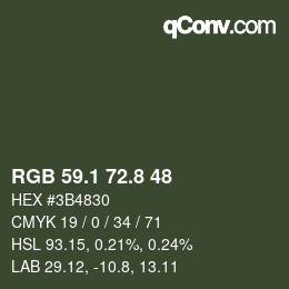 カラーコード: RGB 59.1 72.8 48 | qconv.com