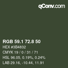 Color code: RGB 59.1 72.8 50 | qconv.com