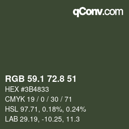 カラーコード: RGB 59.1 72.8 51 | qconv.com