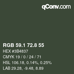 Color code: RGB 59.1 72.8 55 | qconv.com