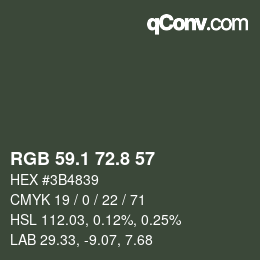 Color code: RGB 59.1 72.8 57 | qconv.com
