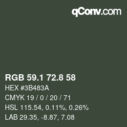 カラーコード: RGB 59.1 72.8 58 | qconv.com