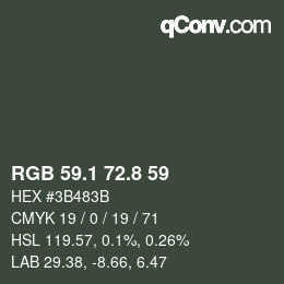 Color code: RGB 59.1 72.8 59 | qconv.com