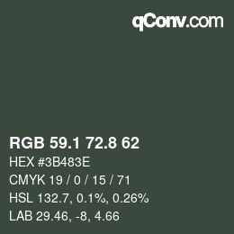 Color code: RGB 59.1 72.8 62 | qconv.com