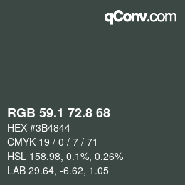 カラーコード: RGB 59.1 72.8 68 | qconv.com