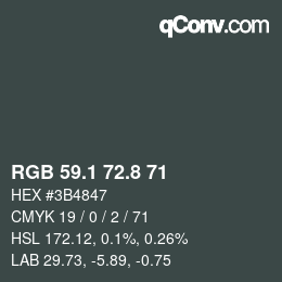 カラーコード: RGB 59.1 72.8 71 | qconv.com