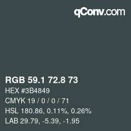 カラーコード: RGB 59.1 72.8 73 | qconv.com