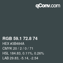 Color code: RGB 59.1 72.8 74 | qconv.com